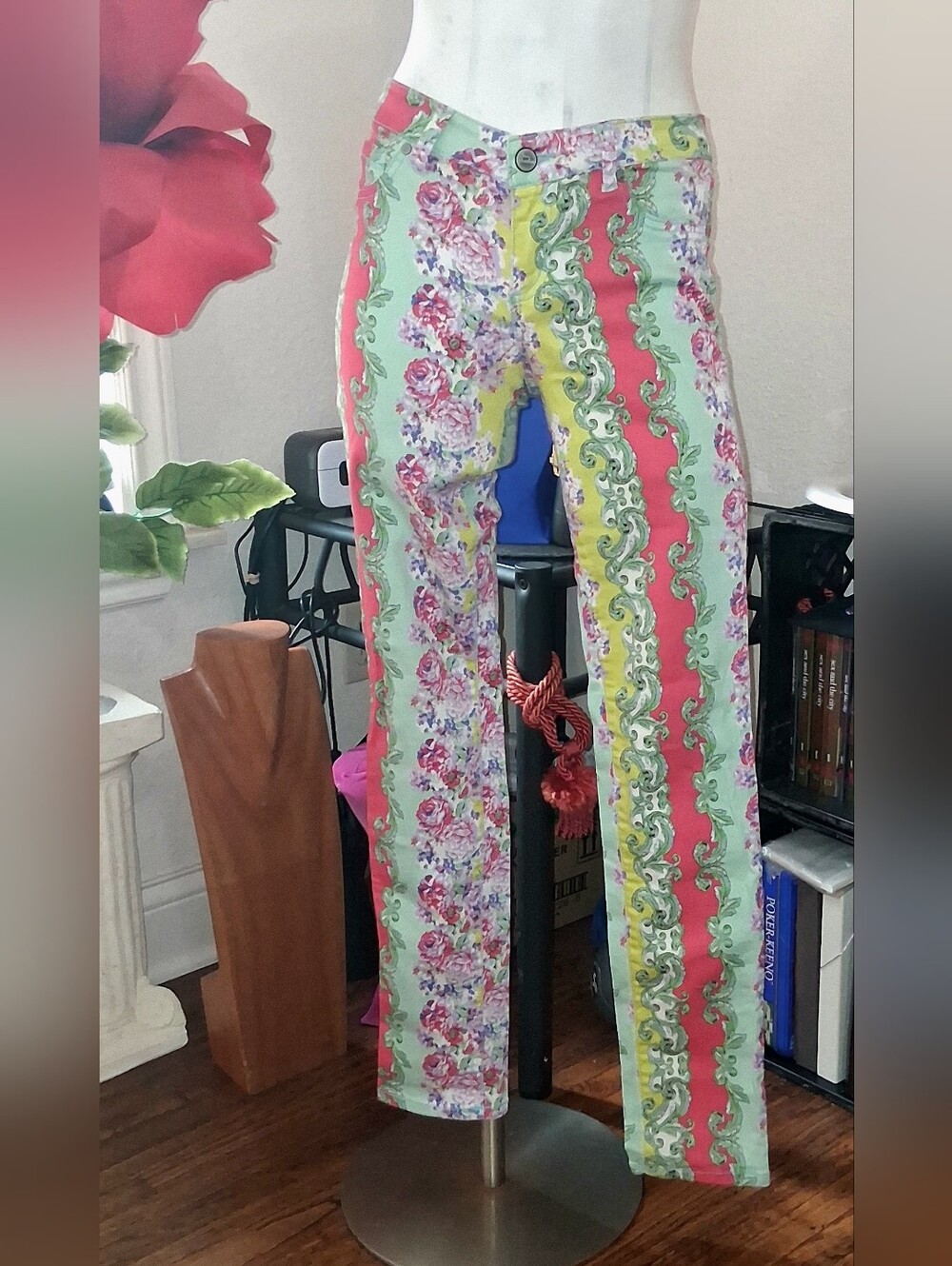 Floral Stripe Skinny Pants